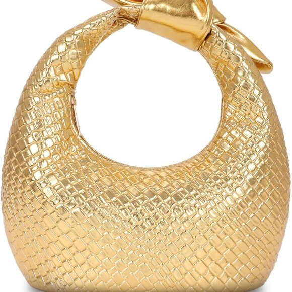 Woven Handbag Vegan Leather 11x5.5x3 Clutch Tote Evening Party Purse - Picture 1 of 6